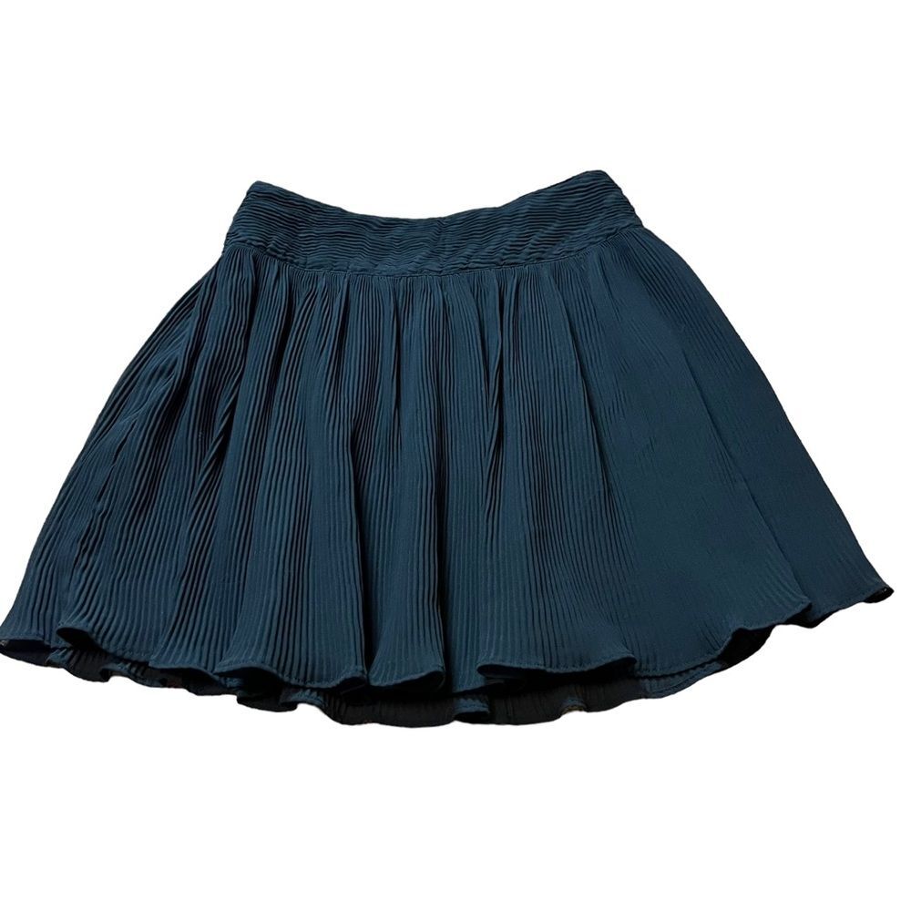 Something Navy Black Mesh Pleat Mini Skirt Size S Women